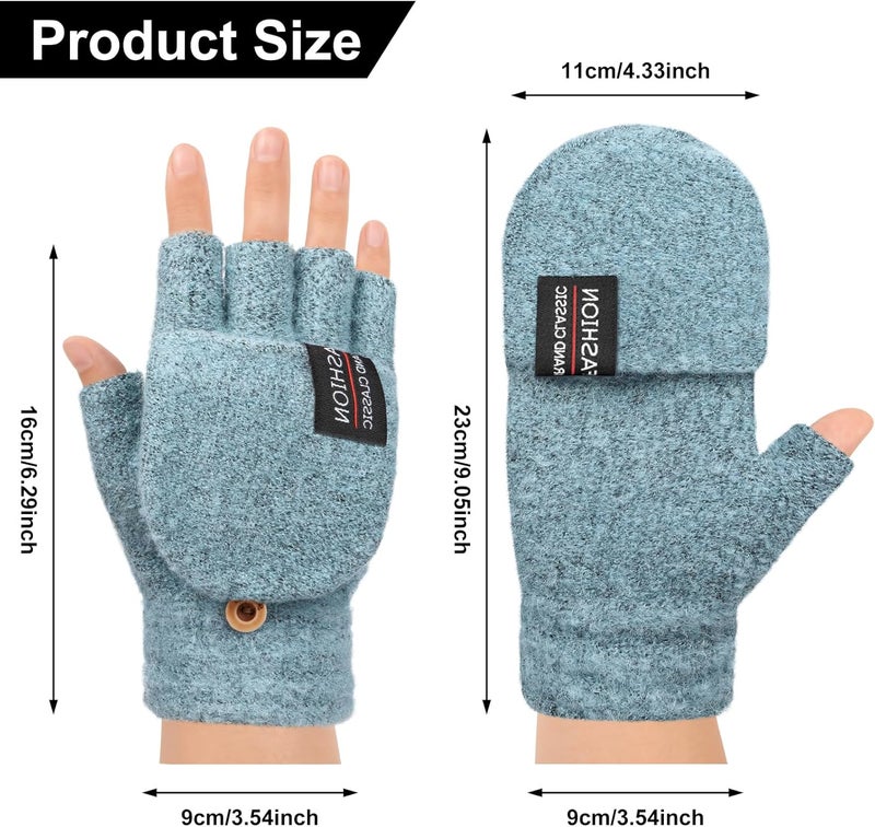 YSense Womens Winter Gloves, 2 Pack Warm Knitted Convertible Fingerless Gloves for Women Gifts with Mittens Cover Cap - Image 2